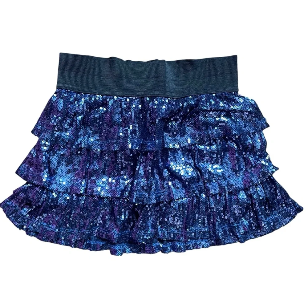 The Children’s Place Sequin Ruffle Skirt Blue Purple Girls Size 6X/7